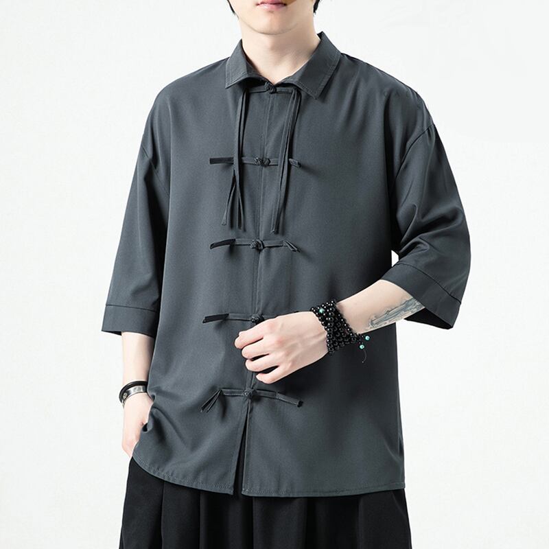 [JUNYI Series]★China style shirt★ Tops 4color Unisex Men's Large Size China Button Casual