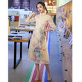 Load image into Gallery viewer, [Iga series] Improved Chinese dress in 3 colors, medium sleeves, beige, blue, pink, floral pattern, elegant
