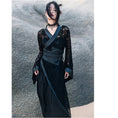 Load image into Gallery viewer, [Big Blue Dragon Series] ★Chinese style dress★ Lace openwork sexy switching black black
