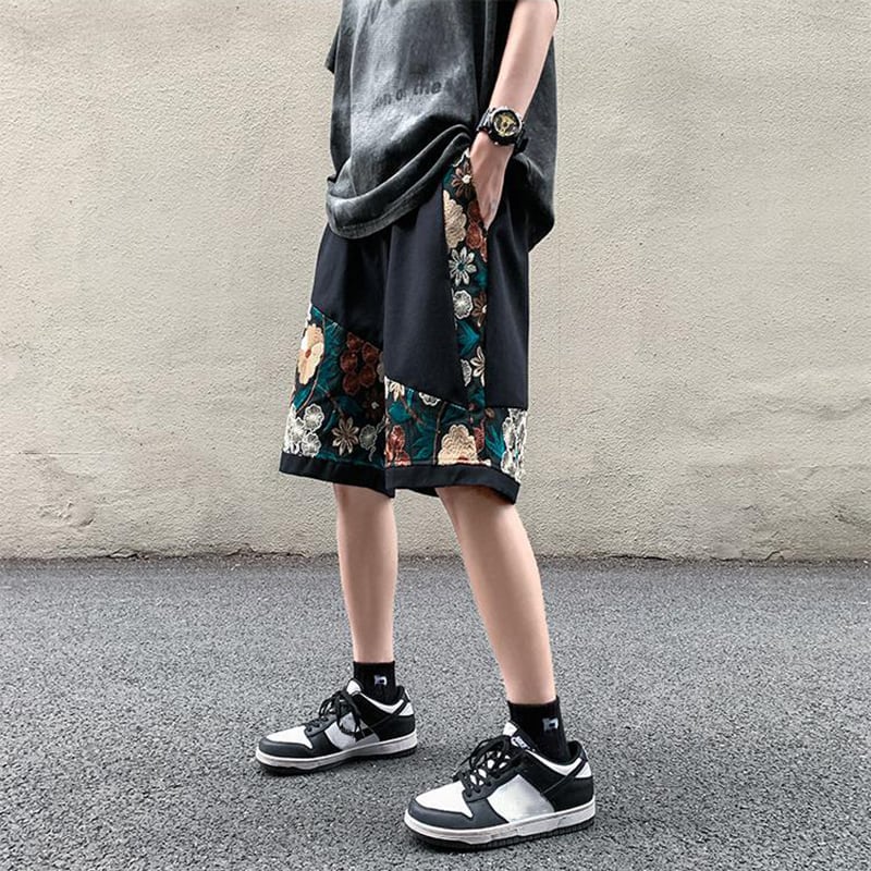 [V37 Series]★Shorts★ 2color Shorts Summer Clothes Embroidery Floral Pattern Unisex Large Size Casual