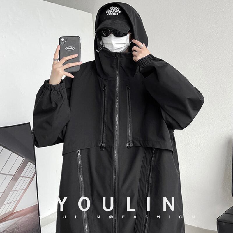 [YOULIN Series]★Jacket★ 3color Unisex Men's Large Size Casual with Hat Black Brown Red