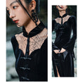 Load image into Gallery viewer, [Big Blue Dragon Series] ★China style dress★ Long length velvet sexy black slit long length
