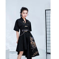 Load image into Gallery viewer, [Kyoto series]★China style dress★ Embroidery irregular unique design cool black black
