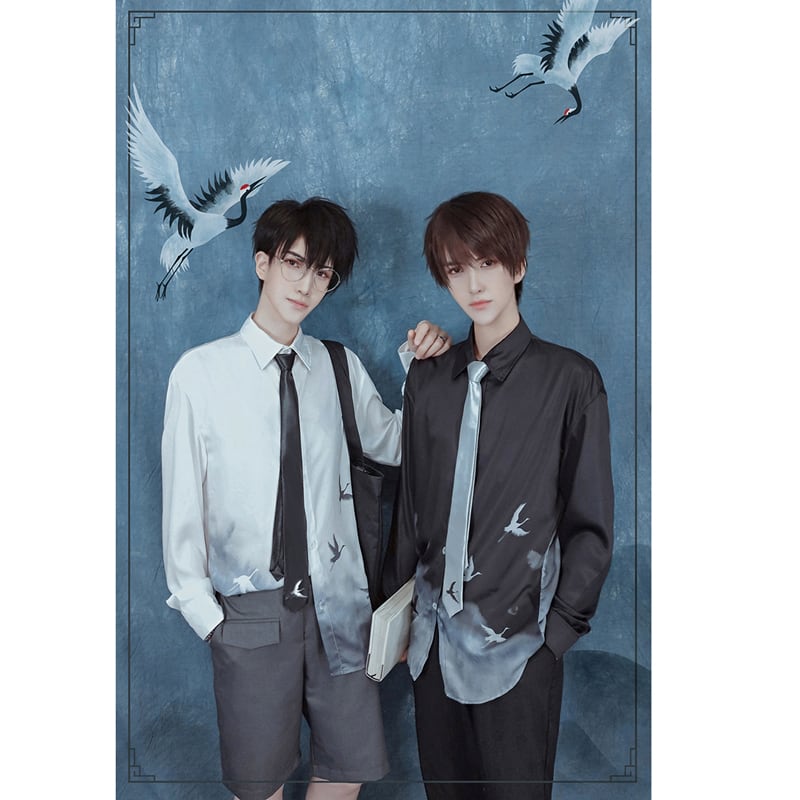 [Kuratakakoya Series] ★Tie★ 2color Black or Silver Crane Easy to match Accessories Casual