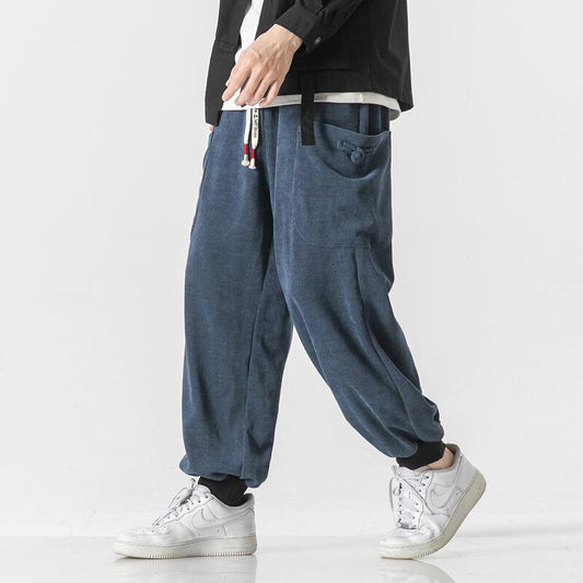 [輕甜 Series]★China style trousers★Casual pants 3color Unisex Men's Large size Blue Black Brown