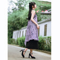 Load image into Gallery viewer, [Kokaisha---Shinkyo Series] ★China style dress★ Hanging dress Letter pattern print Purple black switching
