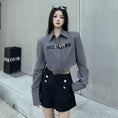 Load image into Gallery viewer, [Style Series]★Shirt★ Tops Short Length Long Sleeve Gray Gray Women's Unique Slimming Fashionable SM
