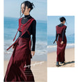 Load image into Gallery viewer, [Daiseiryusu Series] ★China style vest★ PU tops Easy to match Wine red Red Original Unique
