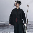 Load image into Gallery viewer, [Da Qinglong Shu Series] ★Chinese style shirt★ Embroidery Chinese clothing Original Black Black Unique Cotton Easy to match
