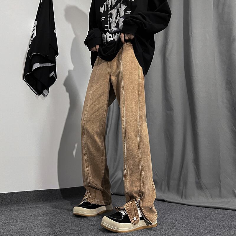 [Pvpvpv series] ★Pants★ 2color denim pants bottoms, brushed lining, unisex, men's, large size, slim fit