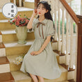 Load image into Gallery viewer, [Shukunsho series]★China style dress★2color embroidery long length short sleeve summer cute easy to match beige green
