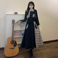 Load image into Gallery viewer, [Dong Xiaojie Series] ★Checked pattern dress★ Large size, fake layered, slimming, switching, cute, black, black
