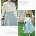 Load image into Gallery viewer, [Tatsuko Chenis Series]★Setup★ 2-piece set shirt + skirt retro embroidery date white blue
