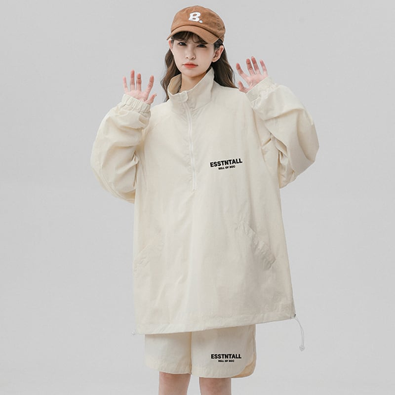 [CHAOMEICHEN Series]★Setup★ 3color outerwear + shorts, unisex, men's sun protection, green, black, fashion