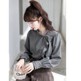 Load image into Gallery viewer, [GUIDUO Series] ★Shirt★ Tops, Long Sleeve Shirt, Plaid Pattern, Ladies, Improves Temperament, Ribbon, Cute, Date, Commuting
