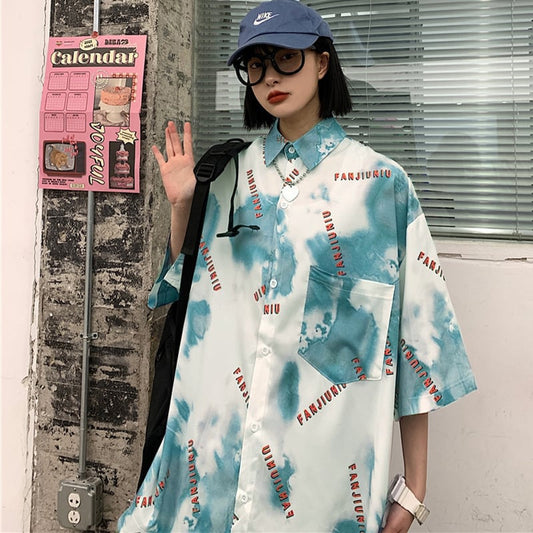 [Style Series]★Retro Shirt★ 2color Tops Print Street Harajuku Style Men's Unisex ML XL