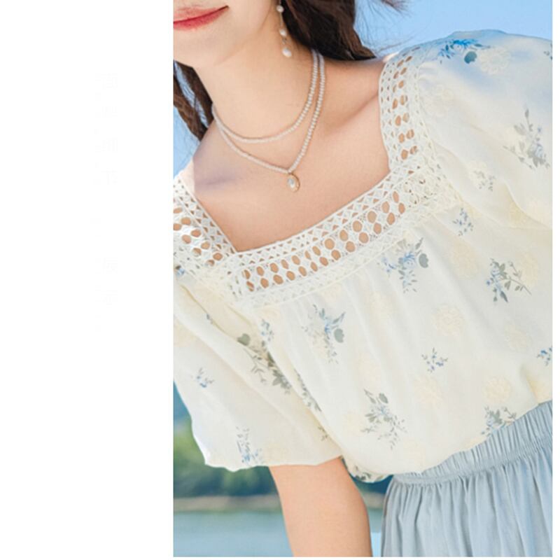 [Shirasu Series] ★Tops★ T-shirt, short sleeve, embroidery, floral pattern, women's, date, improves temperament, easy to match, summer clothes, literary style