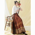 Load image into Gallery viewer, [Three---Fukuju Santa Series] ★Chinese style skirt★ 2color Maki skirt bottoms Chinese clothing Black Red Improved Hanfu Hanfu skirt
