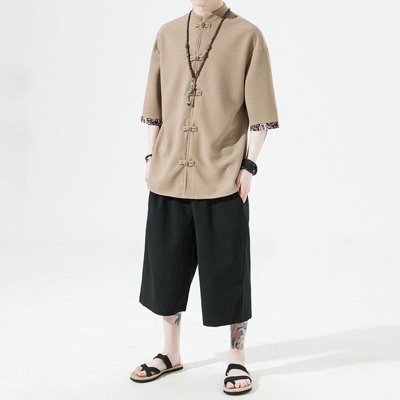 [Small Troubles Series]★China Style Shirt★ 4color Unisex Men's Large Size Chinese Clothes Black White Orange Brown