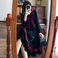 Load image into Gallery viewer, [Korin Series] ★Dress★ Velvet Large Size Women's Dress Ribbon Black Red
