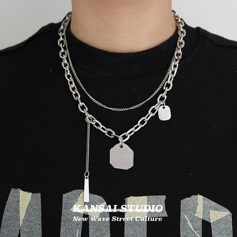 [KANSAI Series]★Necklace★ Collar Accessory Unisex Double Silver Cool