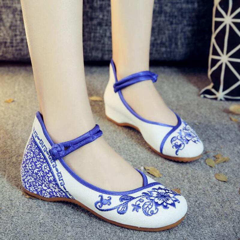 [YUNMENGGE Series]★Embroidered shoes, handmade shoes, Chinese style shoes, ethnic style, canvas, rubber, size 35-41, blue, dyed series