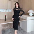 Load image into Gallery viewer, [AL Fashion Series] ★Cheongsam dress★ Chinese style dress, slimming, sexy, improving temperament, black, black
