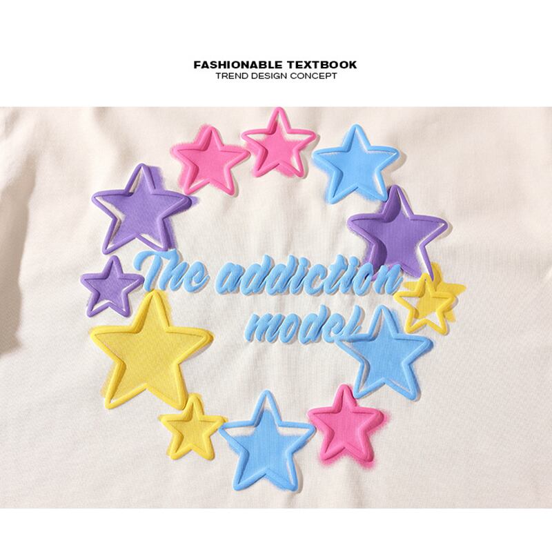 [BIGEMAN Series]★T-shirt★ 2color short sleeve tops unisex men's large size star pattern casual