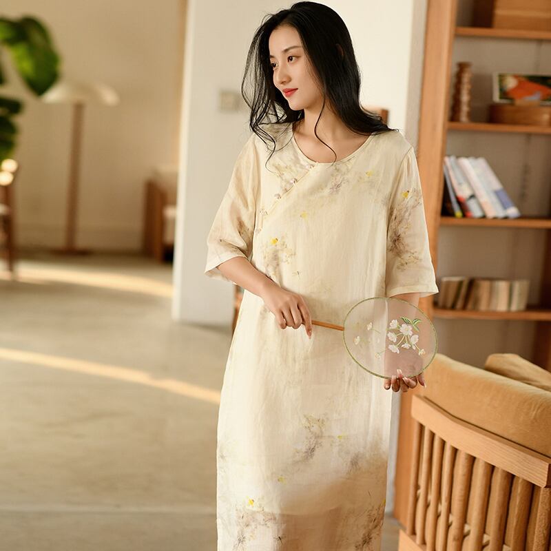 [Miss Fenny Series] ★Chinese style dress★ 3color Elegant Chinese clothes Tang suit Retro print Summer clothes Comfortable to the touch