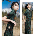 Load image into Gallery viewer, [Da Qinglong Shu Series]★China style dress★ Improved Chinese dress Sexy Velvet Long Length Original Photography Green Green Summer
