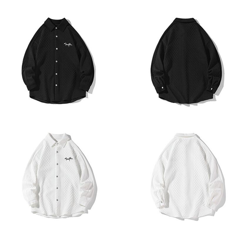 [BIGEMAN Series]★Shirt★ Tops 2color Unisex Men's POLO neck Black White Large size