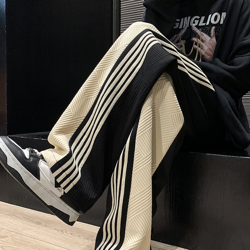 [YANDA Series] ★Casual Pants★ 3color Pants Bottoms Unisex Men's Vertical Stripes Striped Pattern Easy to Match