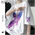 Gallery viewerに画像を読み込む, 【SGLLシリーズ】★Tシャツ★ 3カラー メンズ 男女兼用 蝶々 夏 ブラック ホワイト パープル 大きいサイズ
