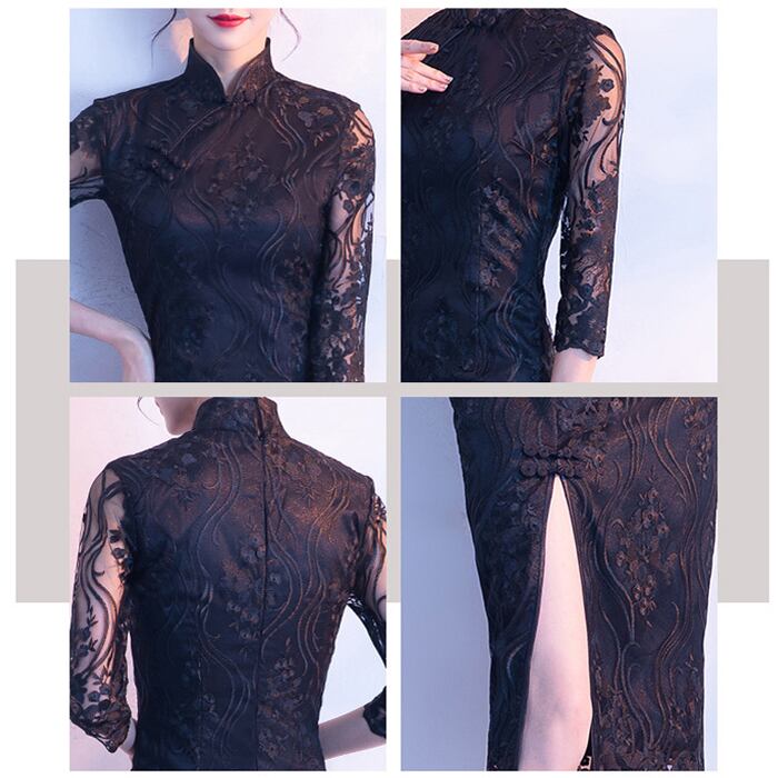 Embroidered Chinese dress, lace dress, large size, 4 colors to choose from