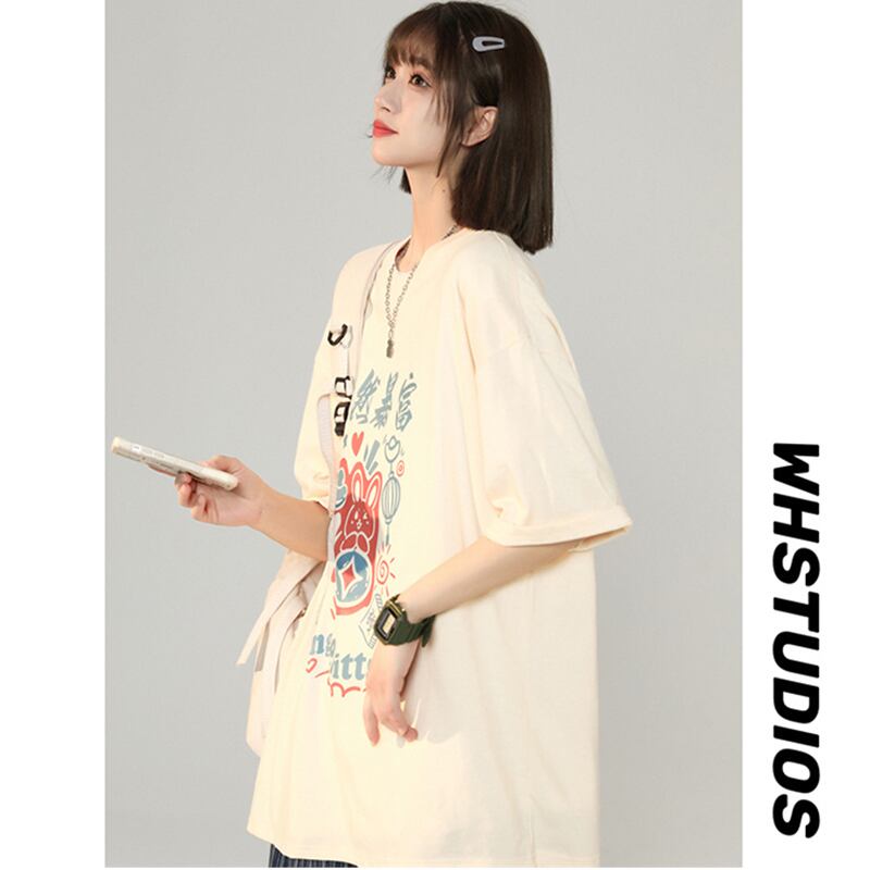 [SENSU Series] ★Short sleeve T-shirt★ Large size M~6L 4color Tops Unisex Men's Rabbit Letter Pattern