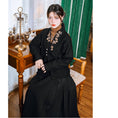 Load image into Gallery viewer, [Kokaisha --- Leaf Series] ★Chinese style tops★ Embroidery Hanfu tops V-neck retro black black
