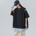 Gallery viewerに画像を読み込む, 【CHAOMEICHENシリーズ】★Tシャツ★ 2color トップス 男女兼用 メンズ 夏服 半袖Tシャツ フェイクレイヤード 黒 白
