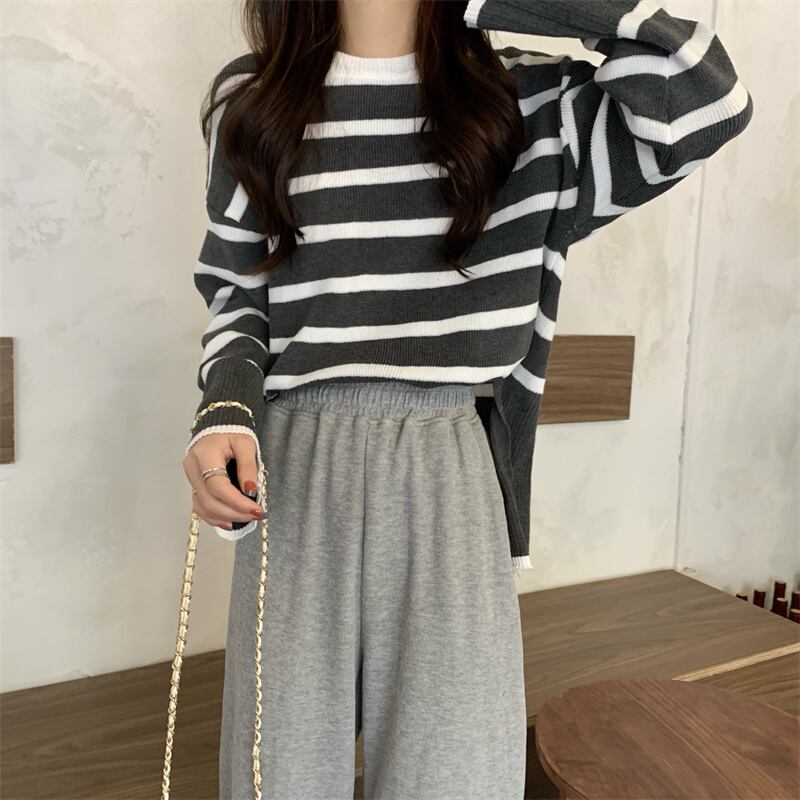 [Insufficient Moe Series] ★Tops★ 4color Flare Sleeve Women's Stylish Horizontal Striped Pattern Easy to Match