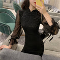 Load image into Gallery viewer, [Eighteen Impressions Series]★Cheongsam dress★ Slimming sexy black black SML short length Chinese style dress
