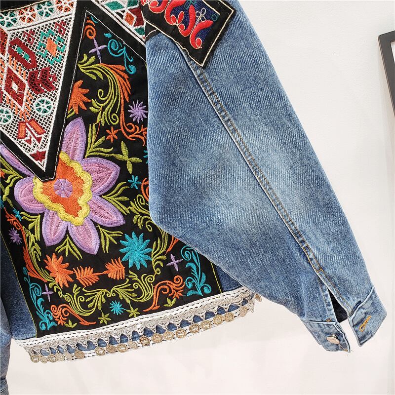 [ZHENLINA series] ★China style jacket★ Ethnic style denim jacket outerwear casual unique cute blue blue