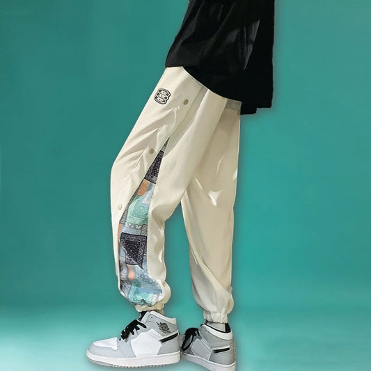 [Plqv Series] ★Casual Pants★ Brushed lining can be selected 3colors Black, White, Gray Men's Sports Style Unisex Easy to Match Print