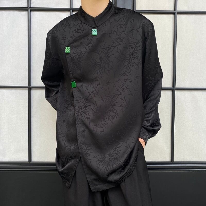 [Illustrated series] ★China style shirt★ 2color tops Unisex Men's ML XL Black White