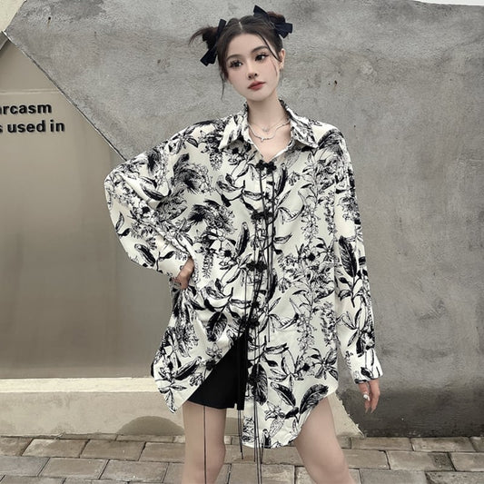 [Style Series]★Chinese style shirt★ Tops, Chinese clothes, improved Tang clothes, ink pattern, loose, fashion, slimming