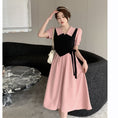 Load image into Gallery viewer, [JIGUJIGU series] ★One piece★ Short sleeve dress, switching, fake layered, large size, pink, cute color scheme
