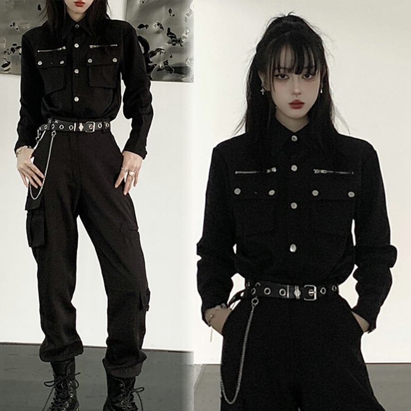 [DUOMIAOTU series]★Setup Single item order★ Shirt or pants Casual Cool Black Black