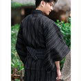 Load image into Gallery viewer, [TEKU Series]★Setup★ Yukata + Obi Unisex Men's Fireworks Festival Festival Men's Set Yukata Black Striped Pattern
