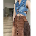 Load image into Gallery viewer, [Reizuki Memories Series]★Denim Skirt★ Bottoms Tight Skirt Slimming Fashion Brown XS SML XL
