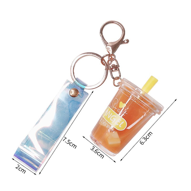 [MEIMEI Series]★Keychain★ 4color Orange or Pink or Beige or Blue Tapioca Milk Tea