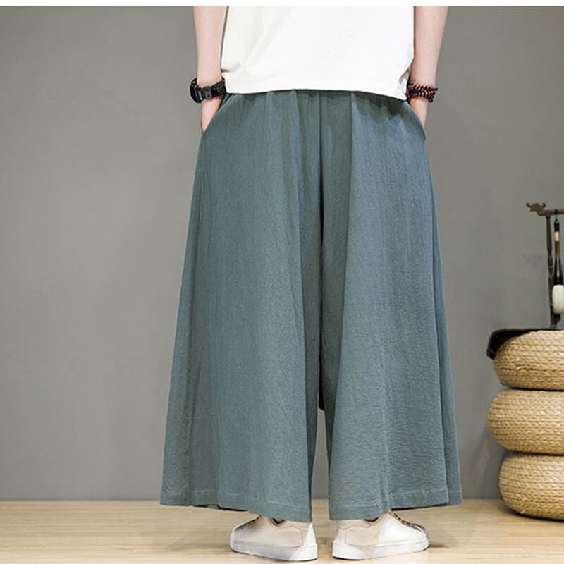 [JUNYI Series]★China Style Pants★ 3color Gaucho Pants Plain Unisex Men's Black White Large Size