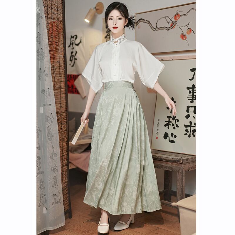 [EQINGDIAO Series]★China style skirt★Bottoms Window skirt Chinese elements Chinese clothing skirt Green Green Easy to match